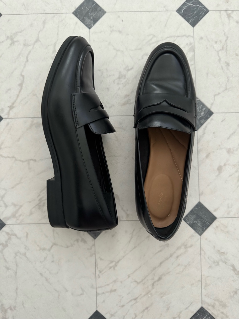 Clark’s women’s black leather penny loafers